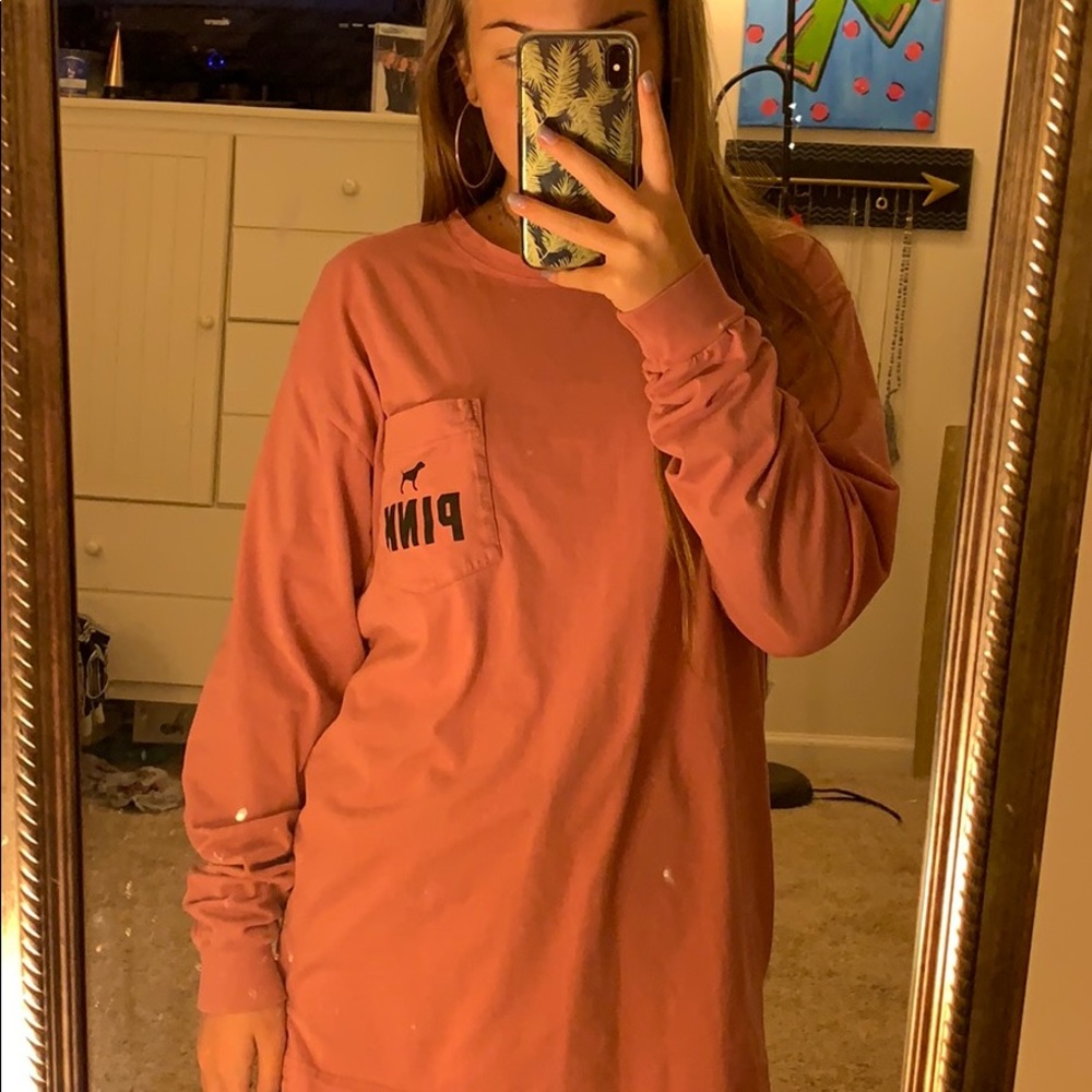 Long sleeve PINK shirt in a dusty rose color